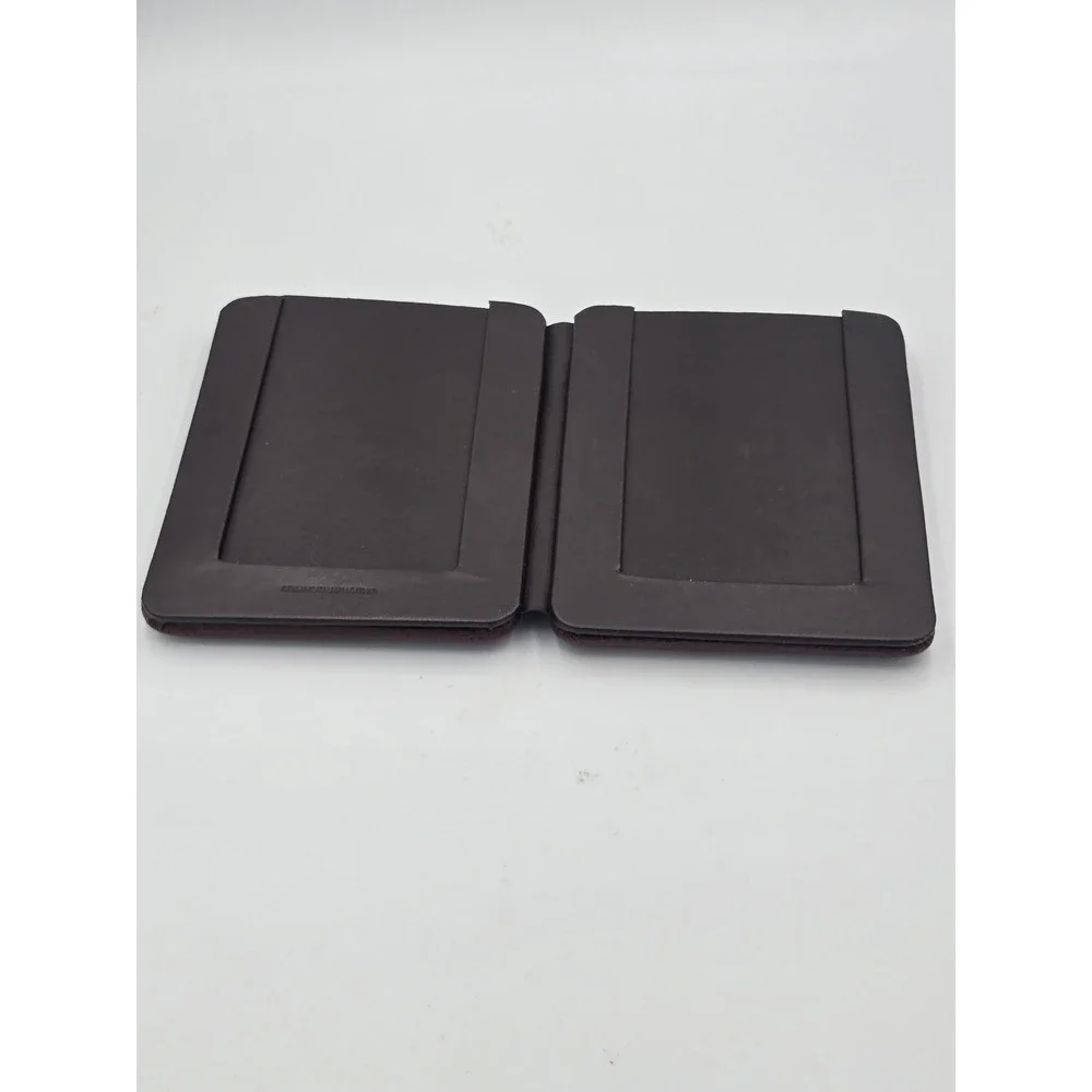 Vintage Bifold Travel Picture Frame Brown Genuine Leather Folding Photo Holder